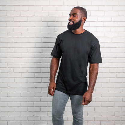 Men Solid Round Neck Black T-Shirt