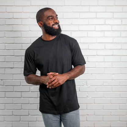 Men Solid Round Neck Black T-Shirt