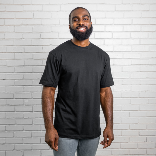 Men Solid Round Neck Black T-Shirt